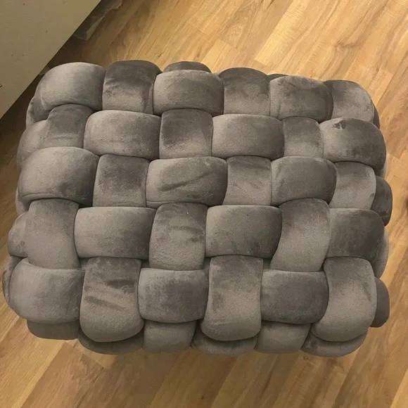 Vanity Stool,Square Ottoman Stool Foot Rest,Upholstered Vanity Chair Foot Stool - Picture 2 of 9